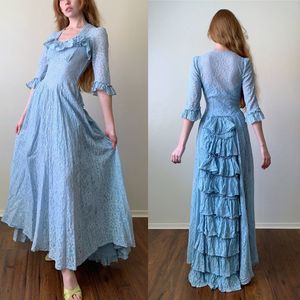 vintage 30s Julius Garfinckel & Co lace victorian style gown XXS